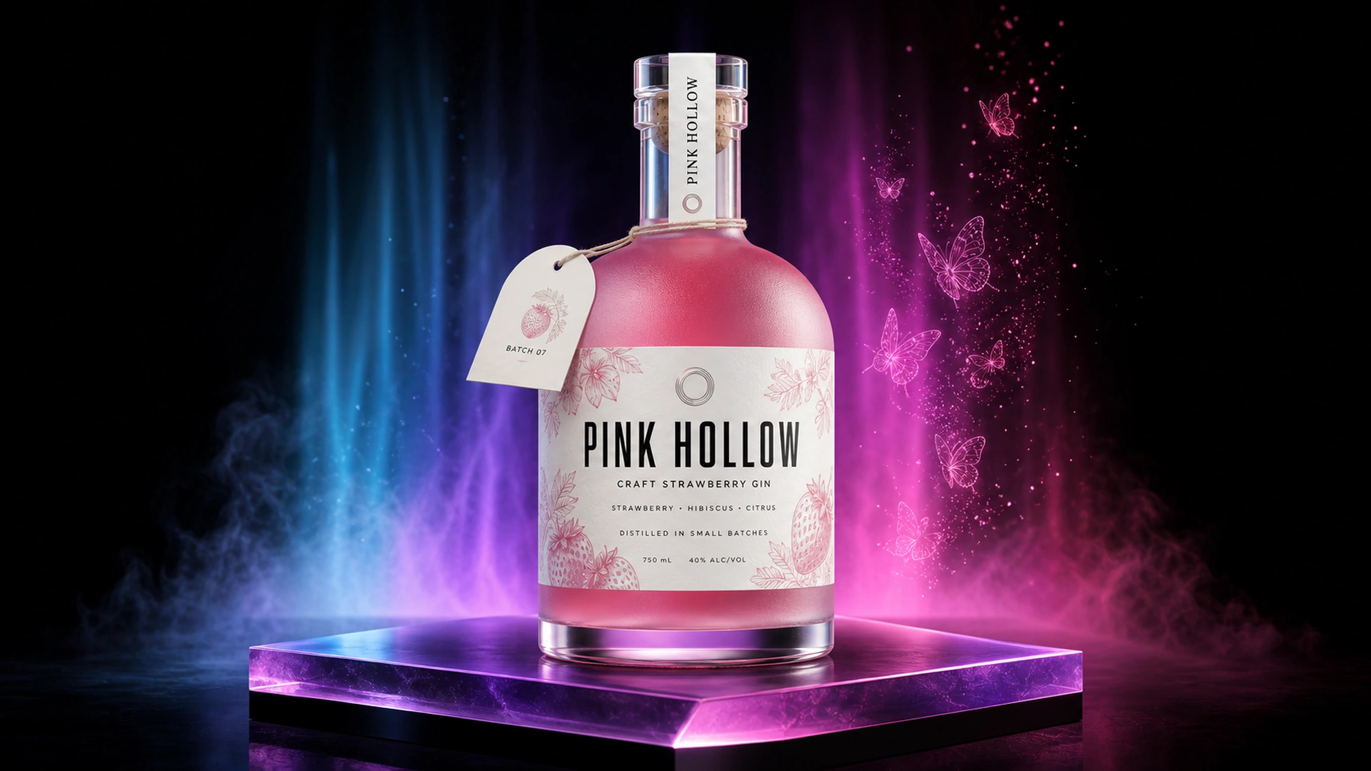 Rosewild pink gin custom label printing by No Smudge Namibia